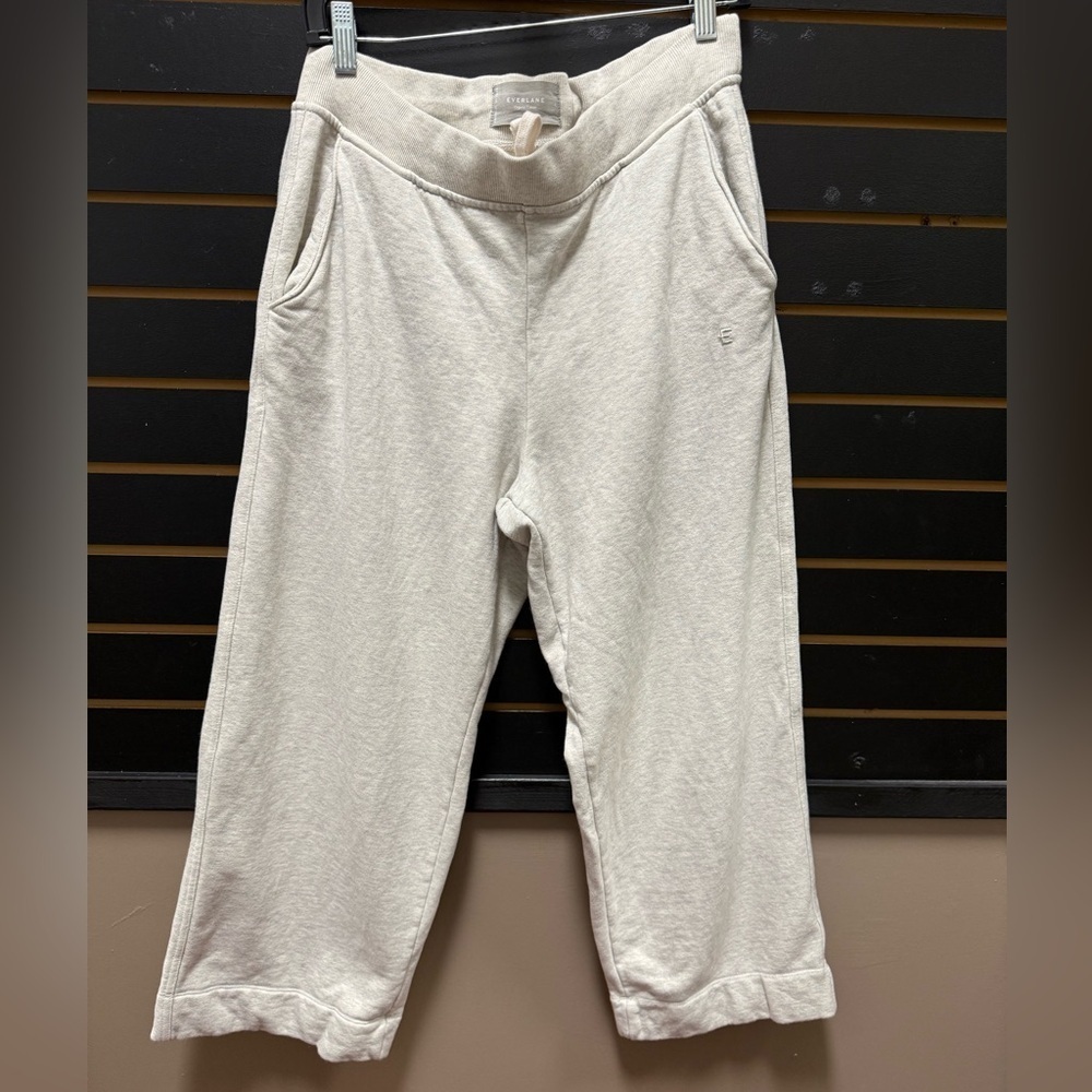 Everlane Cream Cropped Sweatpants Pockets Size L